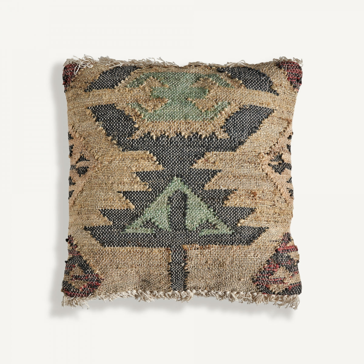 Coussin carré en jute à motifs | Vical Keith | REMO, mobilier et décoration d'intérieur