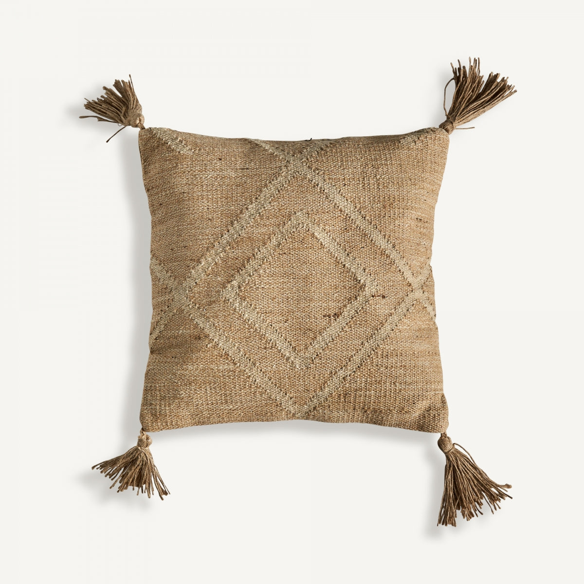 Coussin carré en jute marron | Vical Elgin | REMO, mobilier et décoration d'intérieur