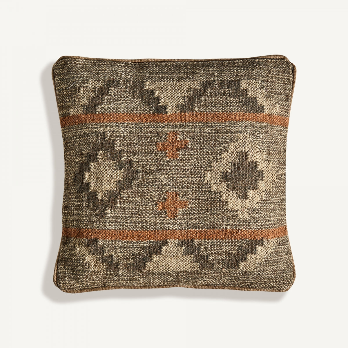 Coussin carré en jute marron/beige kilim | Vical Keith | REMO, mobilier et décoration d'intérieur