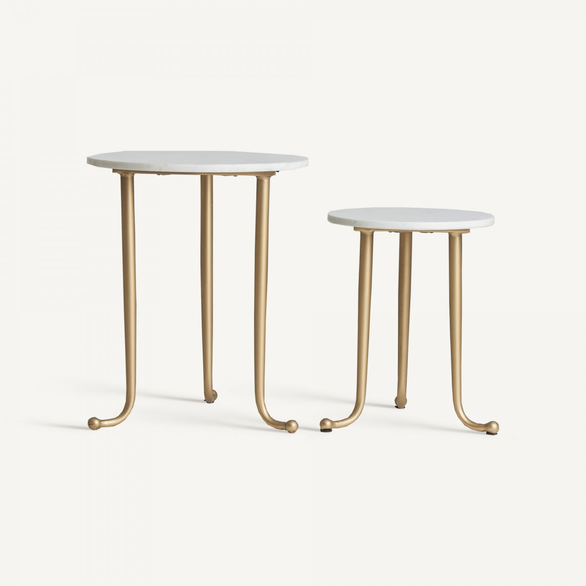 Table d'appoint en marbre blanc et laiton (lot de 2) | VICAL Tweng | REMO, mobilier et décoration d'intérieur