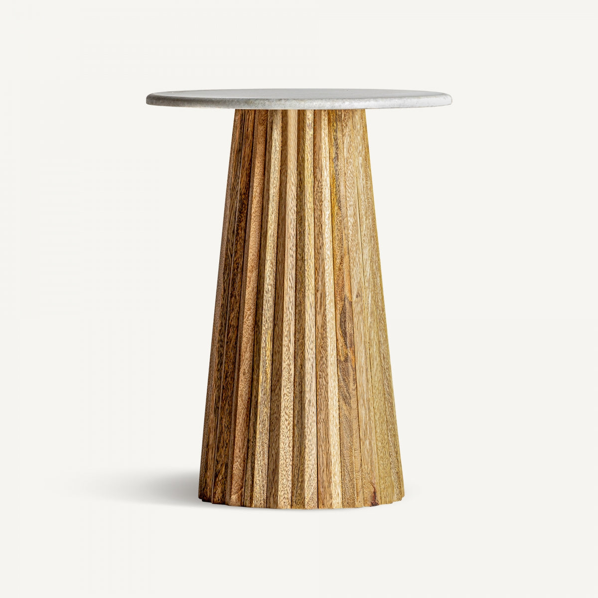 Table de bar en manguier plissé et marbre blanc | VICAL Wood | REMO, mobilier et décoration d'intérieur