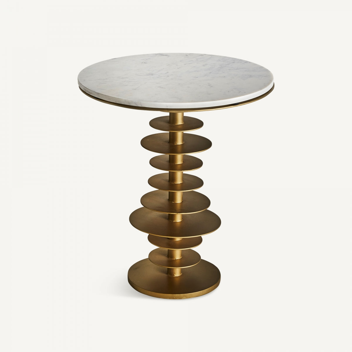 Table d'appoint en marbre blanc et laiton brossé | VIDAL Law | REMO, mobilier et décoration d'intérieur