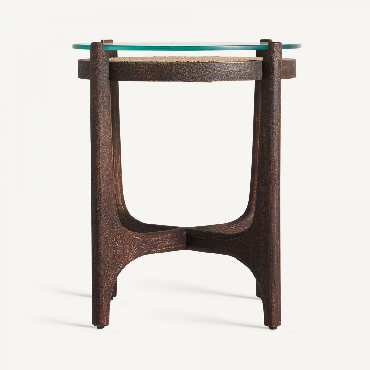 Table d'appoint en bois de manguier et en verre | VIDAL Nossen | REMO, mobilier et décoration d'intérieur