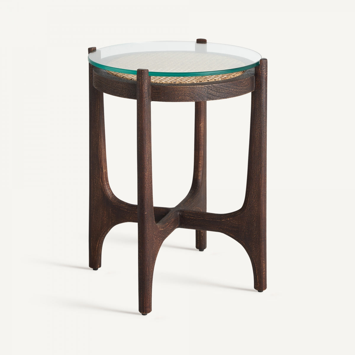 Table d'appoint en bois de manguier et en verre | VIDAL Nossen | REMO, mobilier et décoration d'intérieur