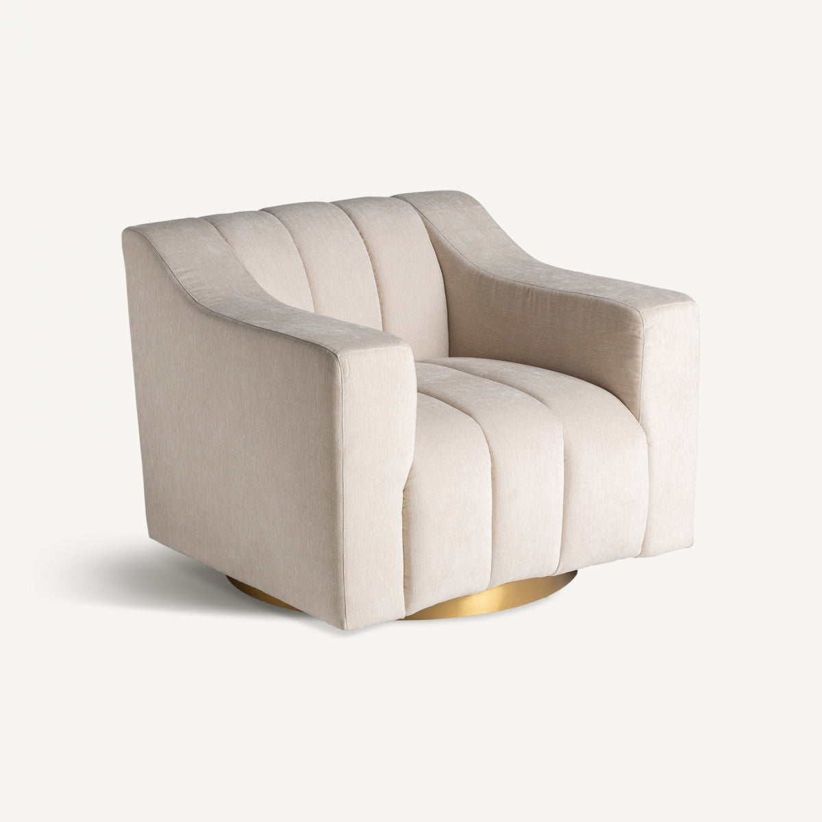 Fauteuil pivotant en tissu beige | VICAL Scuol | REMO, mobilier et décoration d'intérieur