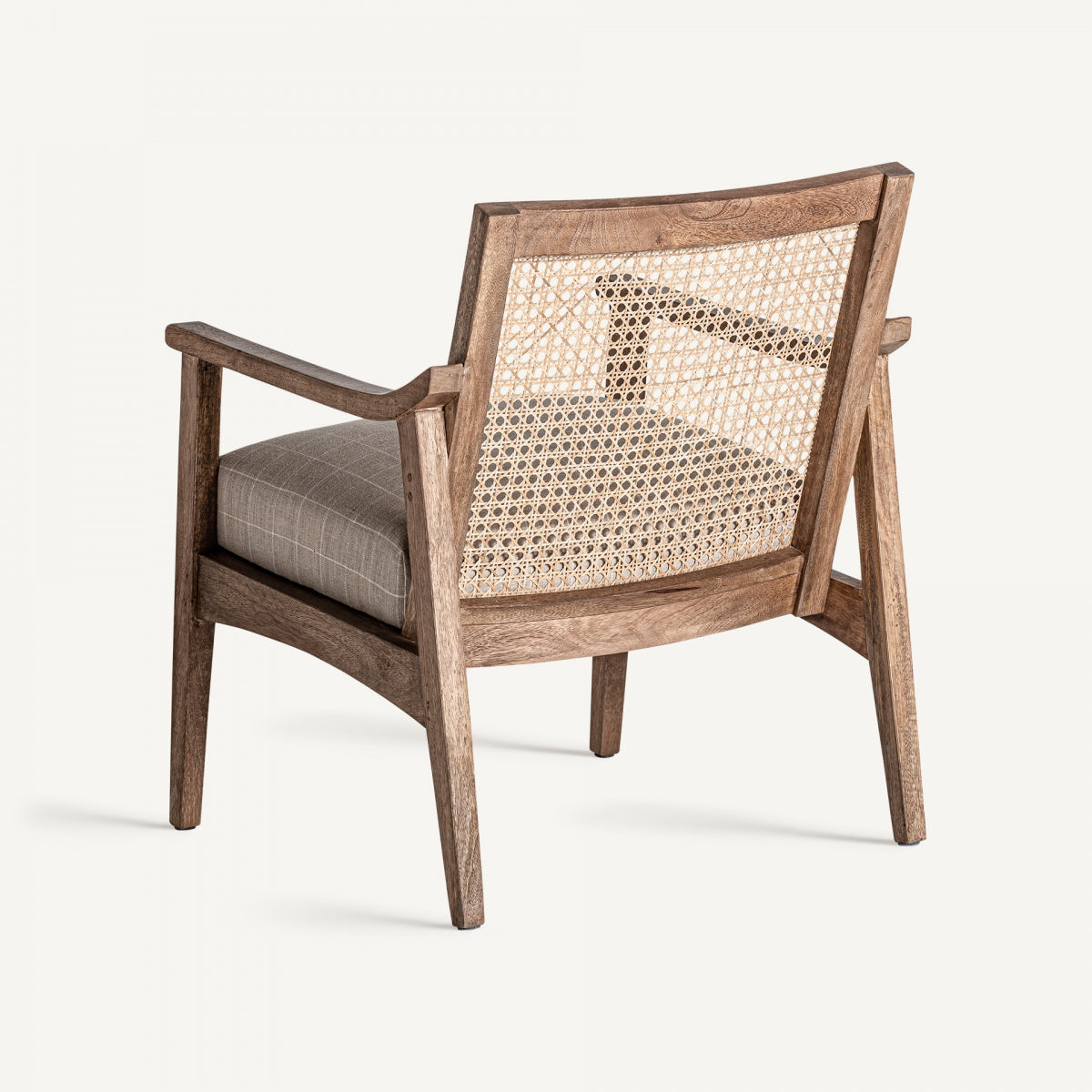 Fauteuil en tissu beige et rotin | VICAL Valhey | REMO, mobilier et décoration d'intérieur