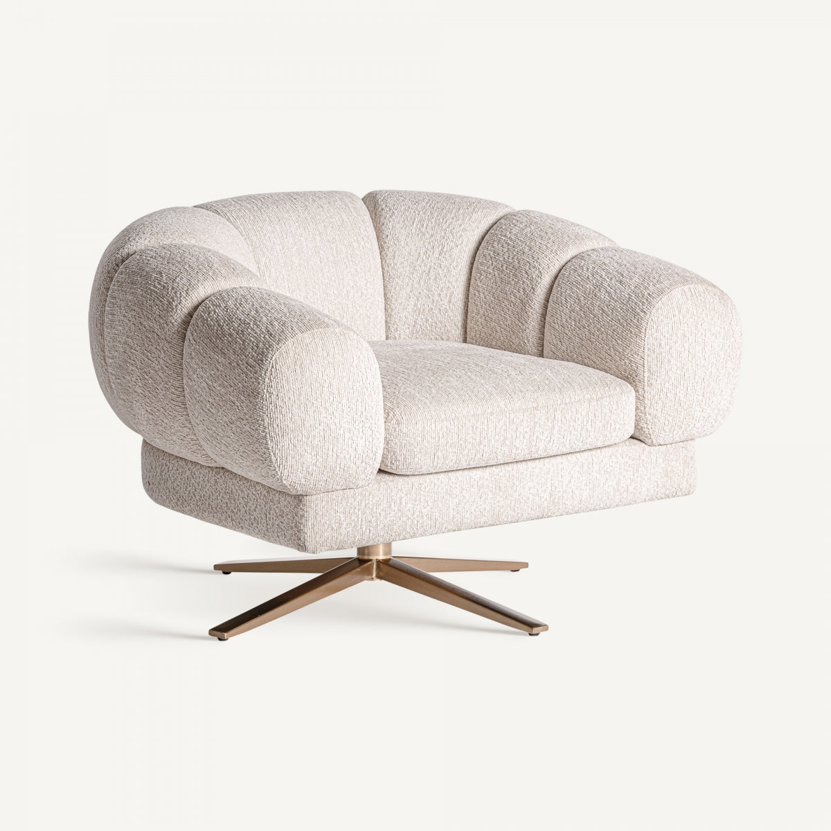 Fauteuil pivotant en tissu blanc cassé | VICAL Elise | REMO, mobilier et décoration d'intérieur