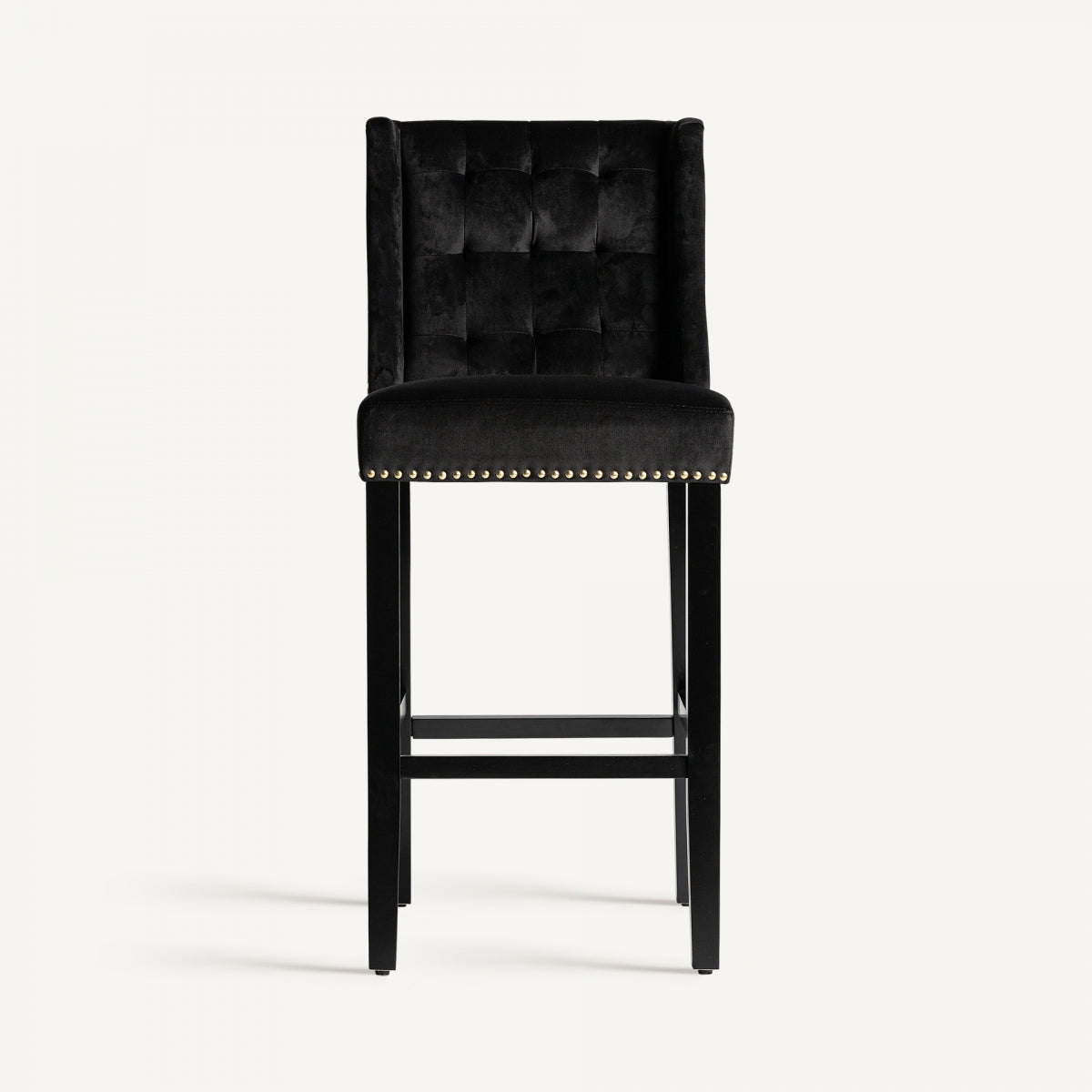 Chaise de bar capitonnée en velours noir | Vical Dachwig | REMO, mobilier et décoration d'intérieur