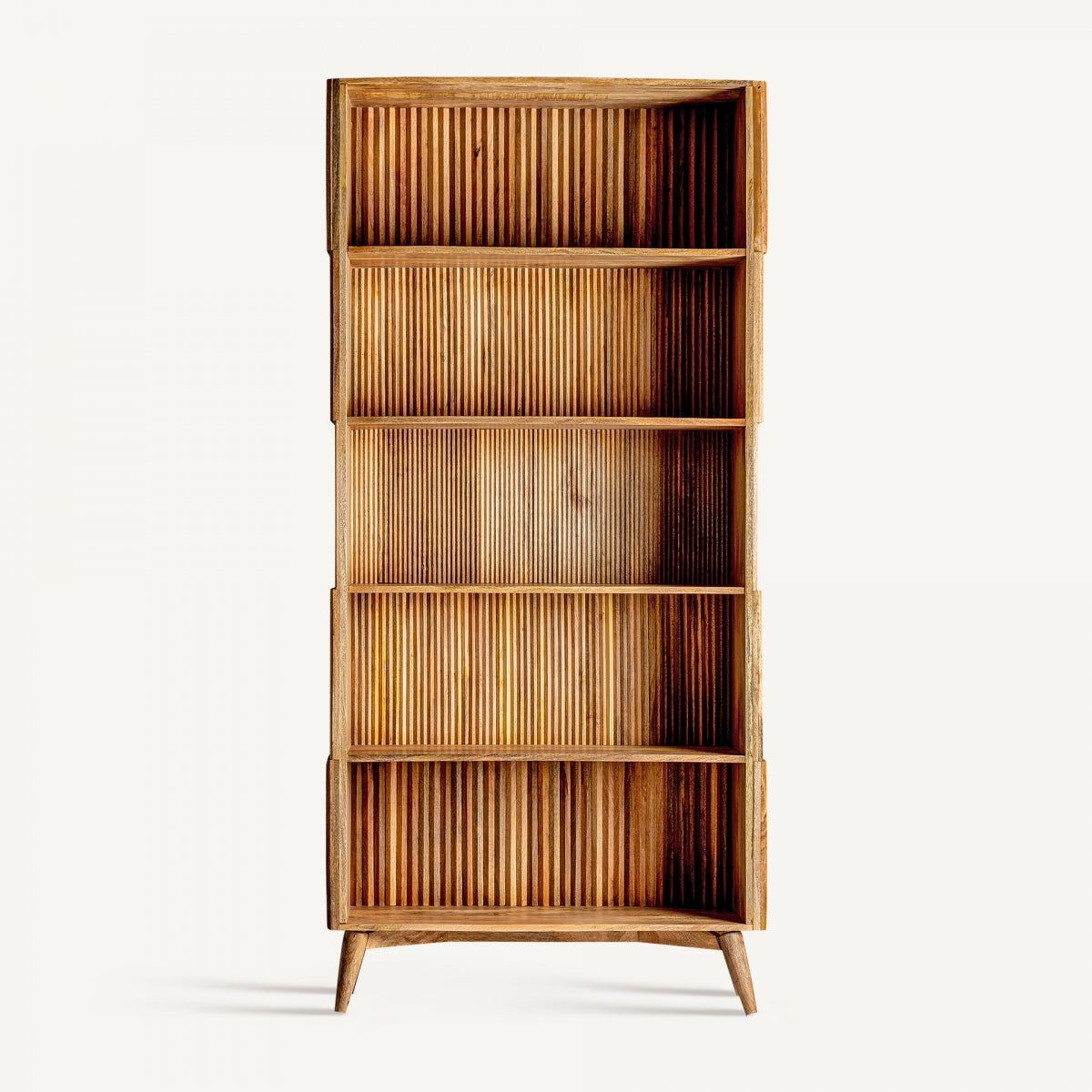 Bibliothèque en manguier clair plissé | Vical Wood | REMO, mobilier et décoration d'intérieur