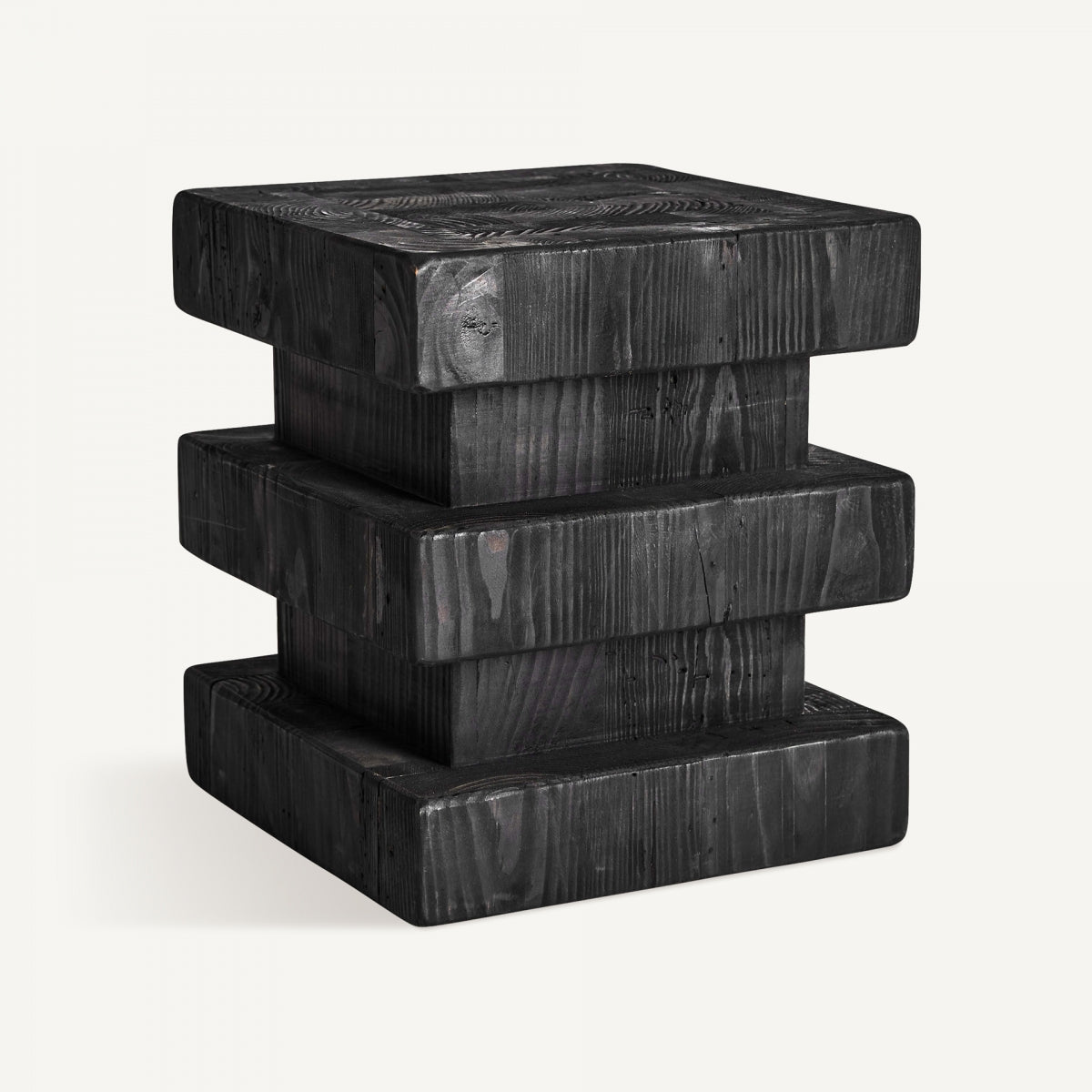 Black Pine Wood Stool | Vical Vievy