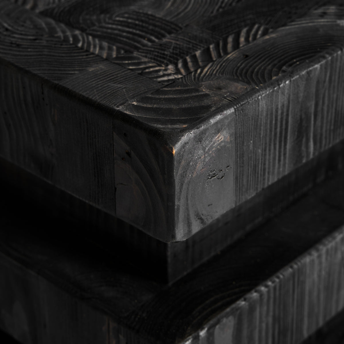 Black Pine Wood Stool | Vical Vievy