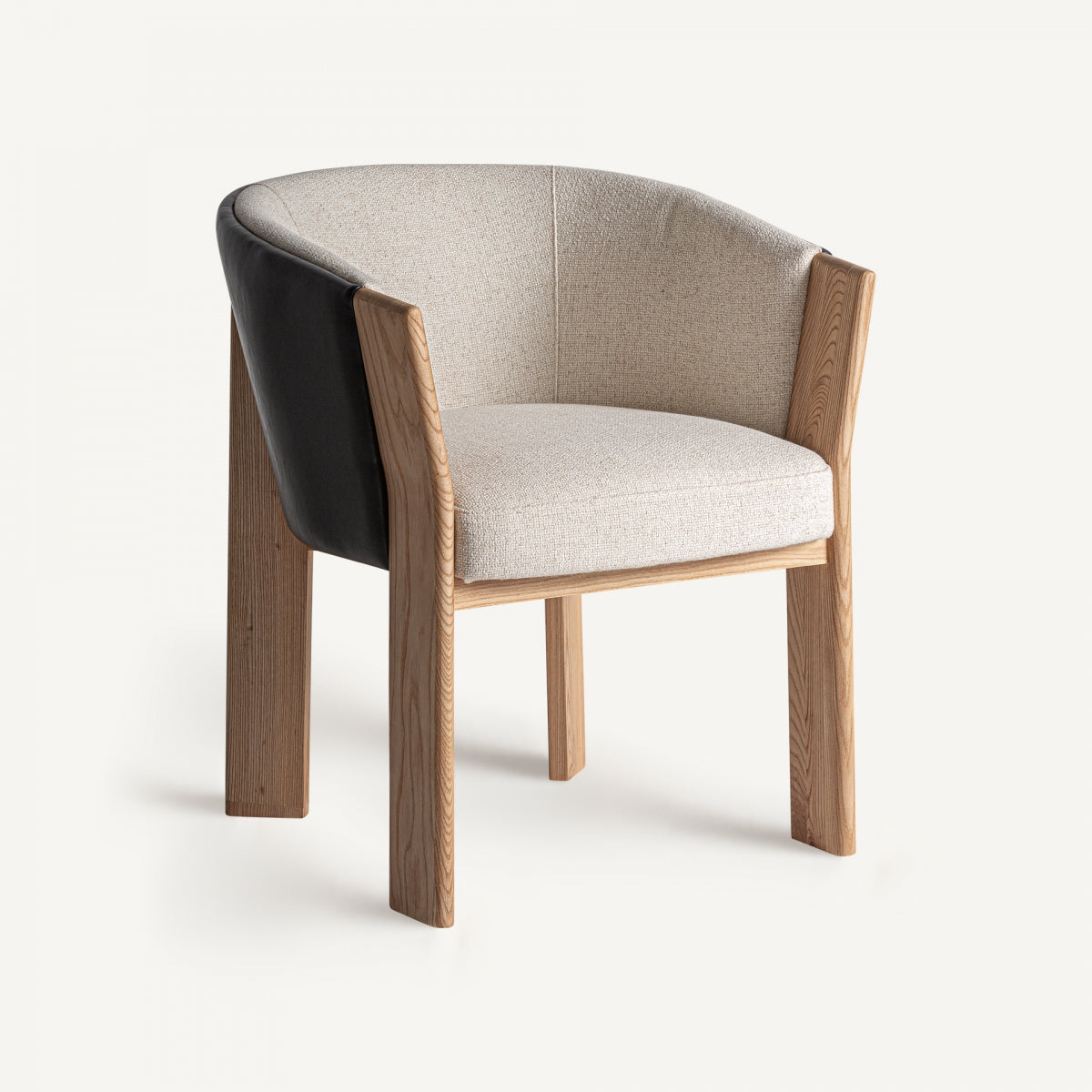 Chaise de salle à manger en tissu beige et cuir noir | Vical Nara | REMO, mobilier et décoration d'intérieur