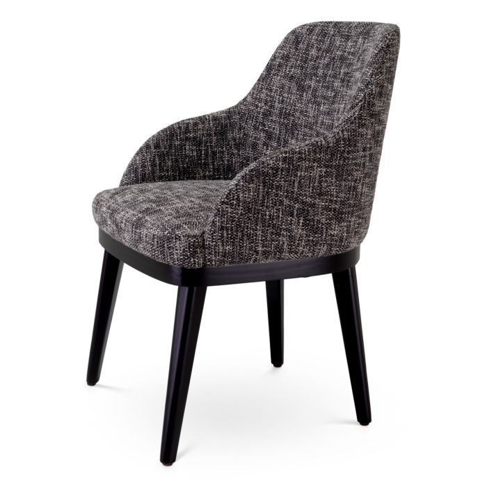 Chaise de salle à manger avec accoudoirs en tissu noir | Eichholtz Costa