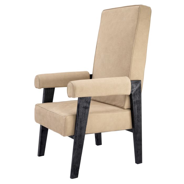 Fauteuil haut en nubuck beige | Eichholtz Felippe