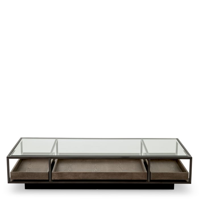 Table basse en verre et bois marron | Eichholtz Roxton