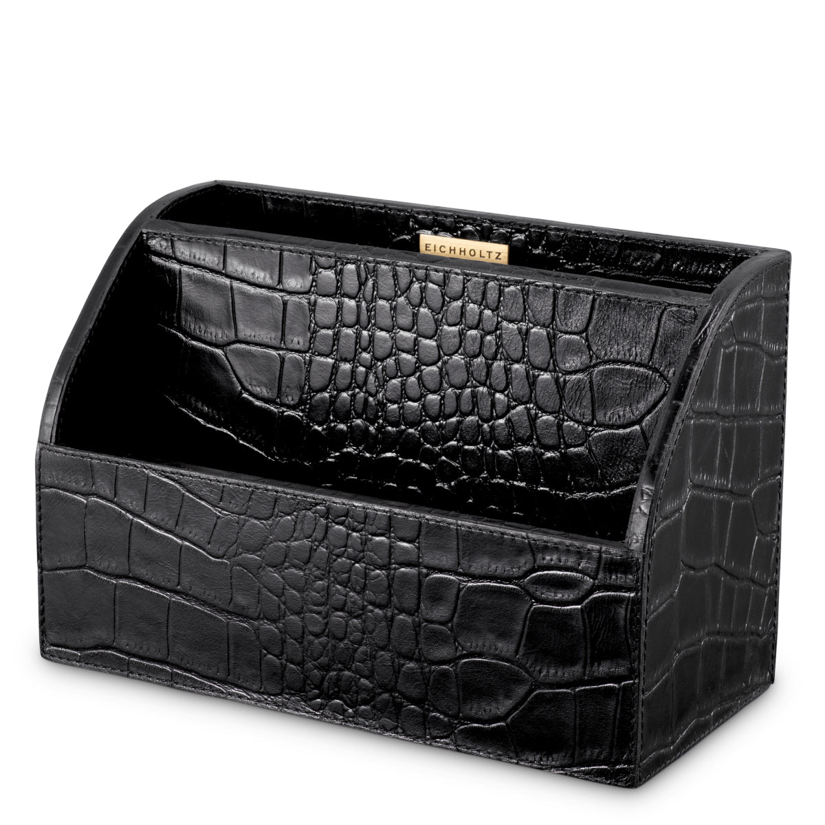 Ensemble de bureau en cuir noir gaufré crocodile | Eichholtz Scaleo - vue d'ambiance | REMO-HOME