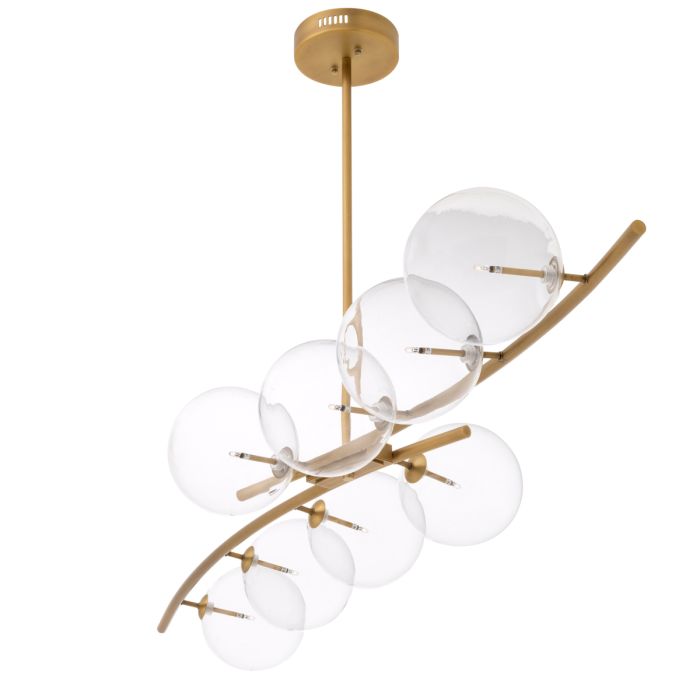 Lustre doré en verre transparent | Eichholtz Spezia