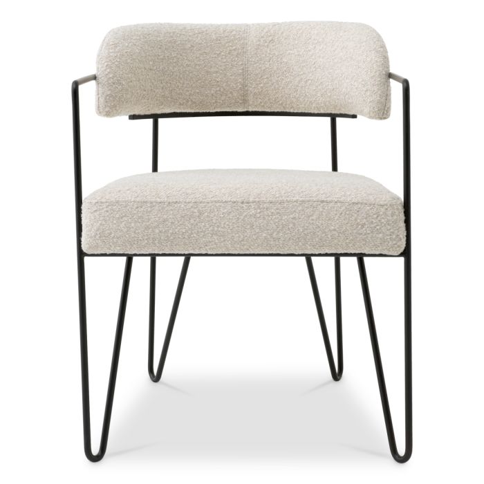 Chaise de salle à manger bouclé blanc | Eichholtz Giuseppe