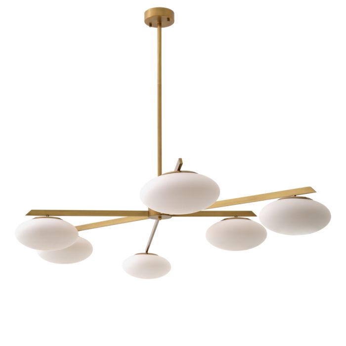 Lustre doré en verre blanc | Eichholtz Evergreen L