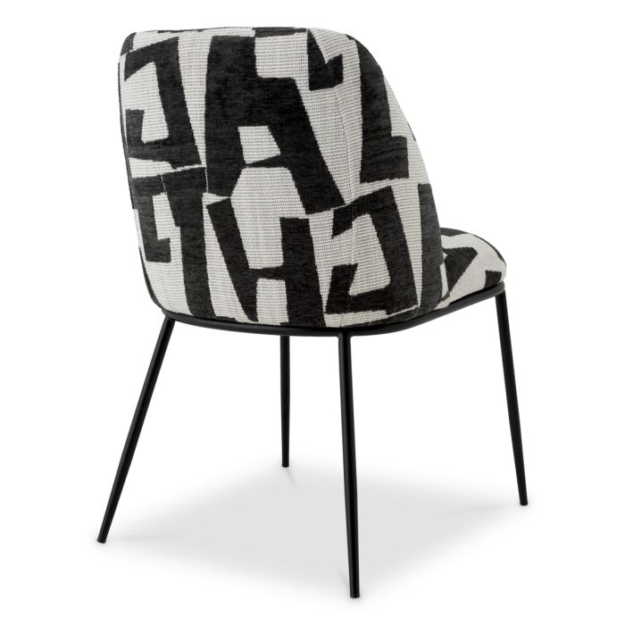 Chaise de salle à manger en tissu noir et blanc | Eichholtz Caleb