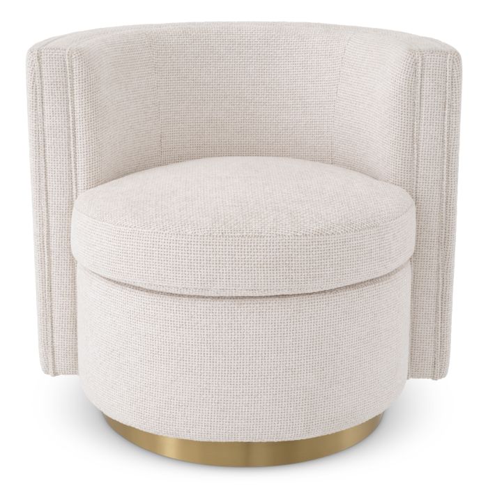 Fauteuil pivotant en tissu blanc cassé | Eichholtz Amanda