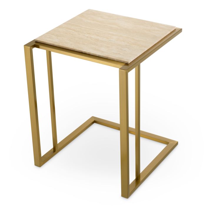 Table d'appoint en laiton brossé et travertin | Eichholtz Cocktail