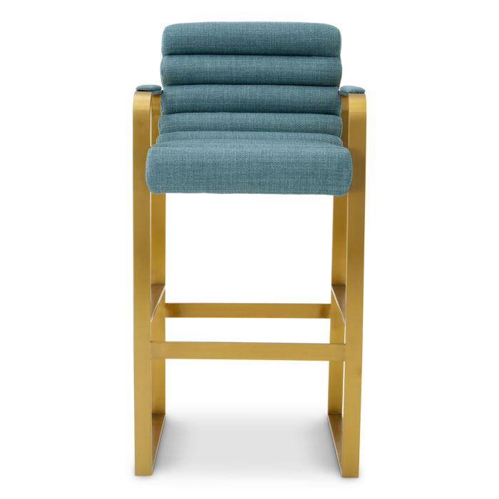 Chaise de bar dorée en tissu bleu | Eichholtz Olsean
