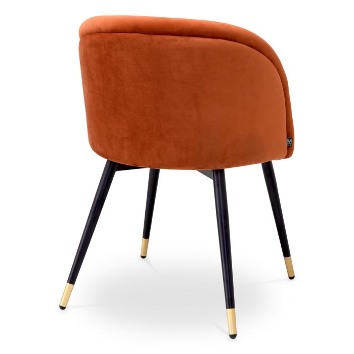 Chaise de salle à manger en velours orange (lot de 2) | Eichholtz Chloé