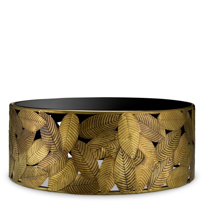Table basse dorée en verre noir | Eichholtz Botanico