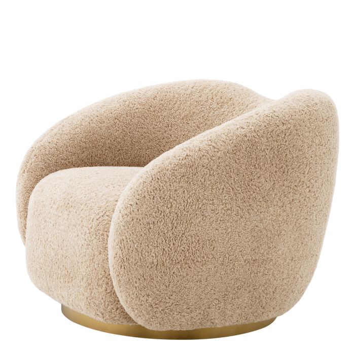 Fauteuil pivotant molletonné marron | Eichholtz Cristo