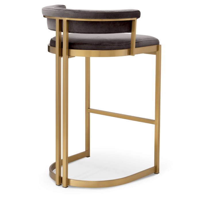 Chaise de comptoir dorée en velours marron | Eichholtz Dante