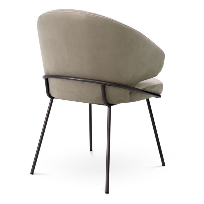 Chaise de salle à manger en velours greige | Eichholtz Kinley