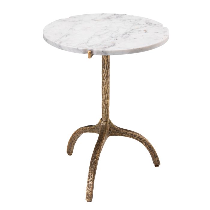 Table d'appoint dorée en marbre blanc | Eichholtz Cortina