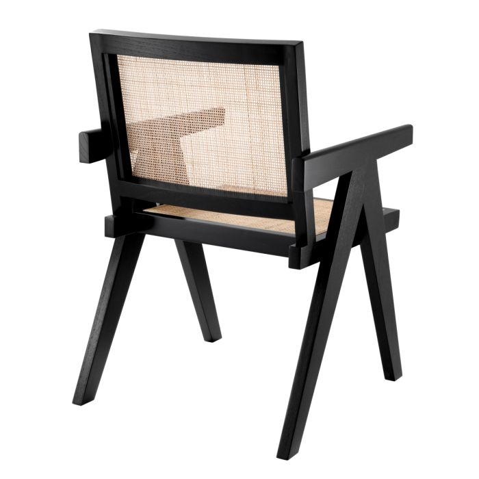 Chaise de salle à manger noire en rotin | Eichholtz Aristide
