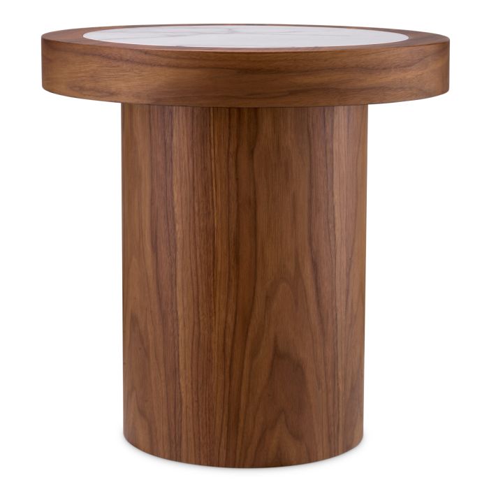 Table d'appoint en noyer et marbre blanc | Eichholtz Presedio