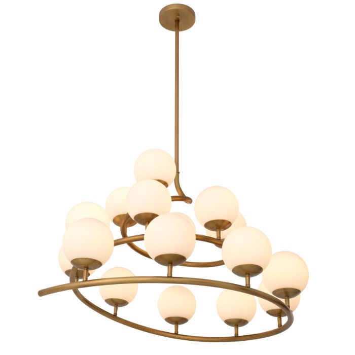 Lustre doré en verre blanc | Eichholtz Brissac