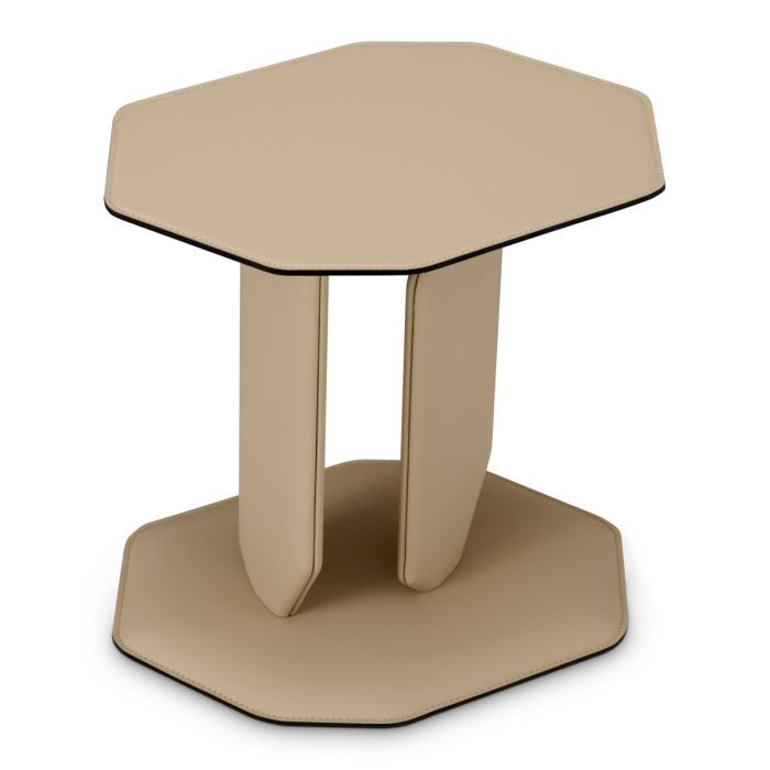 Table d'appoint en cuir cappuccino | Eichholtz Maurizio