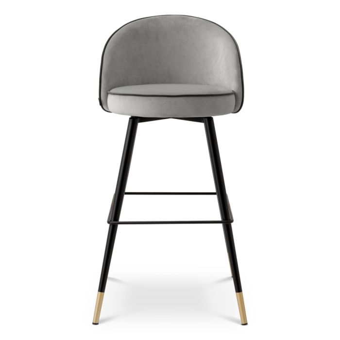 Chaise de bar en velours gris clair (lot de 2) | Eichholtz Cooper