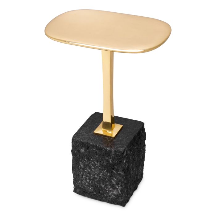 Table d'appoint dorée en granit noir | Eichholtz Kayan S