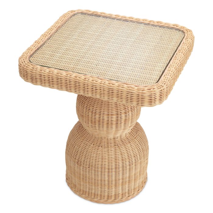 Table d'appoint en rotin et verre transparent | Eichholtz Tiago