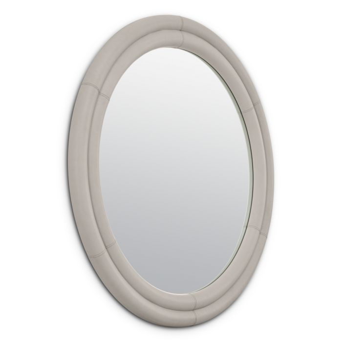 Miroir rond en cuir gris | Eichholtz Bastioni