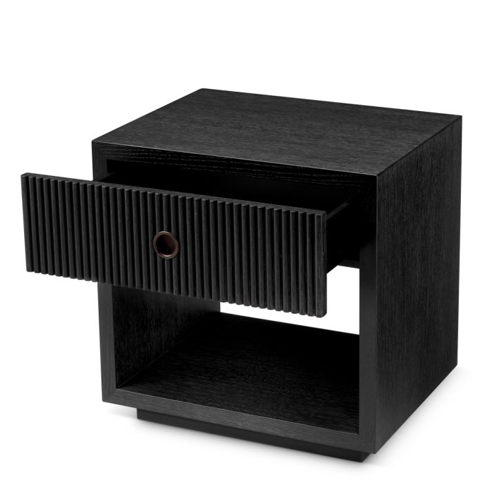 Table de chevet en chêne gris anthracite | Eichholtz Dimitrios