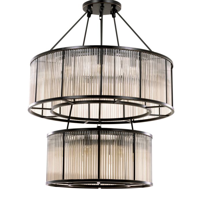 Lustre en bronze et en verre vintage | Eichholtz Bernardi