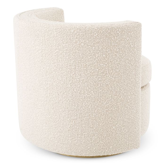 Fauteuil pivotant bouclé crème | Eichholtz Amanda