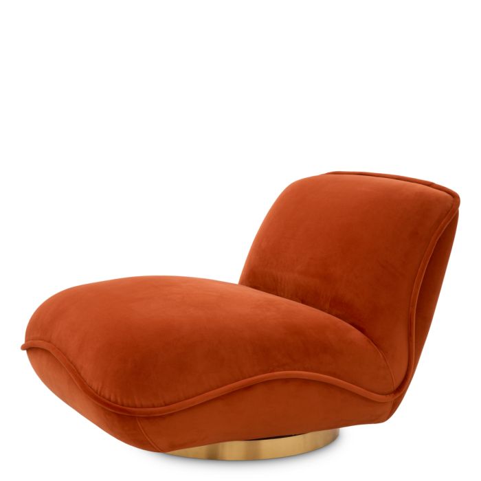 Fauteuil pivotant en velours orange | Eichholtz Relax
