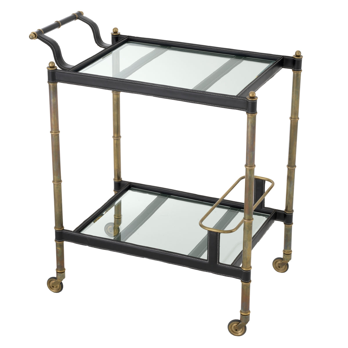 Trolley en laiton vintage et cuir noir | Eichholtz Princess - vue d'ambiance | REMO-HOME