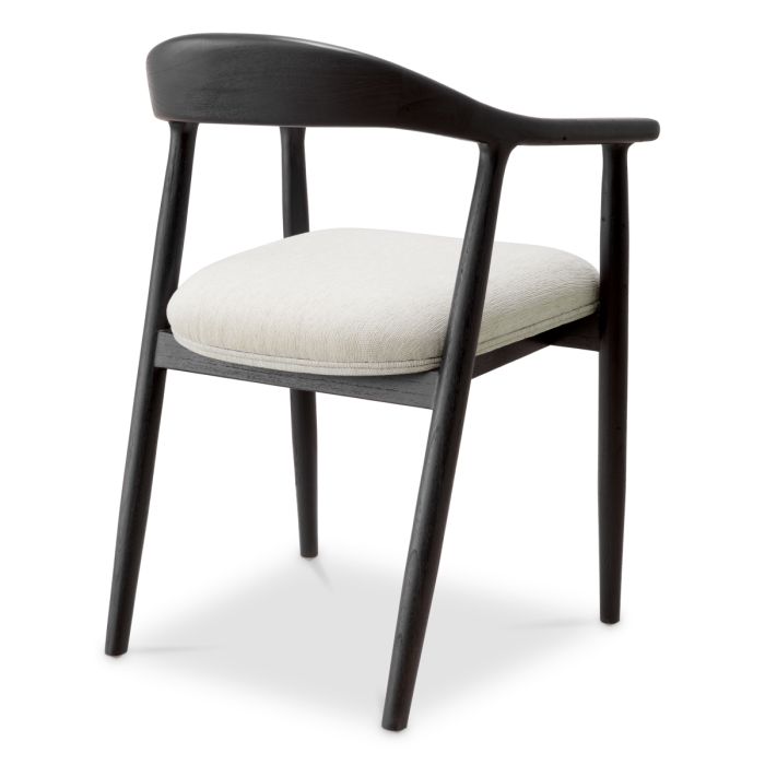 Chaise de salle à manger noire en tissu crème | Eichholtz Beale