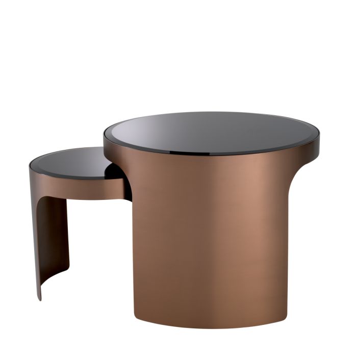 Table d'appoint cuivrée en verre noir (lot de 2) | Eichholtz Piemonte