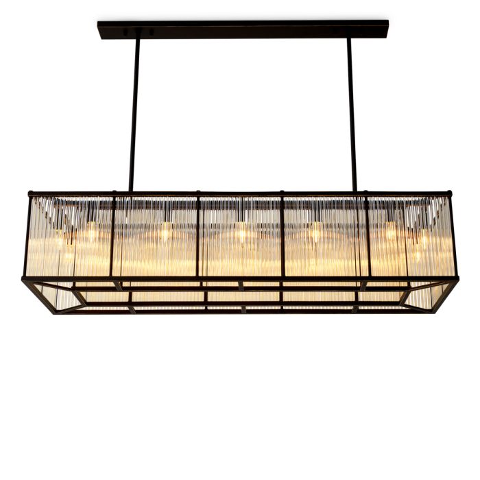 Lustre rectangulaire en bronze et en verre vintage | Eichholtz Bernardi