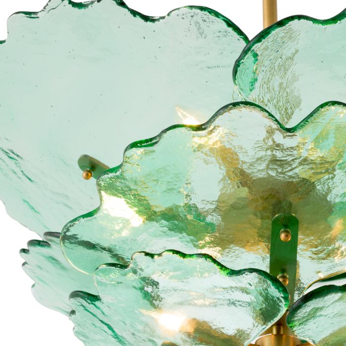 Lustre doré en verre transparent vert | Eichholtz Florina
